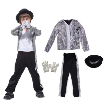 Michael Jackson Cosplay Costume Billie Jean Suits Sequin Kids