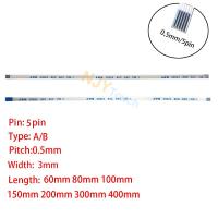 1ชิ้น5Pin 0.5มม. ระยะ FPC AWM 20624 80C 60V VW-1 A B ชนิดแบนยืดหยุ่นสายเคเบิล60/100/150/200/250/300/400มม.