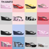 2023 new net red slippers womens summer wear non-slip wedge flip-flops womens high-heeled thick-soled sandals and slippers for the beach