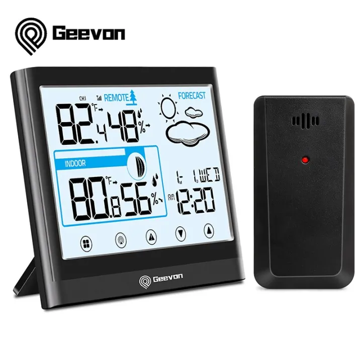 Geevon Wireless Weather Station Thermometer Hygrometer Touch Screen