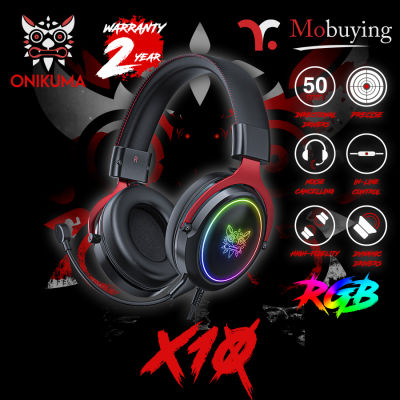 หูฟังเกมมิ่ง ONIKUMA X10 Gaming Headset &amp; Cat-Ear &amp; Evil Edition ไมโครโฟนตัดเสียงรบกวน ไฟ LED รองรับใช้งานบน PC / PS4 / XBOX / Mobile ประกัน 2 ปี ส่งจากไทย #Mobuying