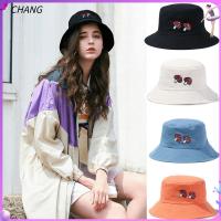 CHANG Topi Bucket เห็ดหมวกครีมกันแดดกลางแจ้งหมวกชาวประมงน่ารักพับได้แบบลำลองแฟชั่น