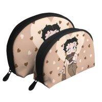 2ชิ้น Betty Boop ผู้หญิง Dompet Koin ชุดแต่งหน้าชุดเล็กเดินทางกระเป๋าประดับคริสตัลกระเป๋าแบบพกพา