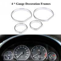 4pcs Car Front Dashboard Speedometer Gauge Decoration Frame Chrome Gauge Dash Dial Rings Trim for BMW E46 Auto Replacement Parts