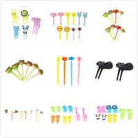 10PCS/4/6/8/12/24pcs Animal Farm Fruit Fork Mini Cartoon Children Snack Cake Dessert Food Fruit Toothpick Lunches Party Decor