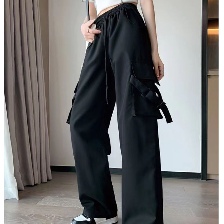 april-sunny-y2k-กางเกงคาร์โก้ผู้หญิงฤดูร้อนหลวมกางเกงลำลองขากว้างกางเกงเอวสูง