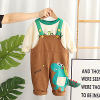 IENENS Baby Boy Long Sleeve Clothing Sets Autumn Sprint 2PCS Cartoon Tees + Overalls Outfits Kids O-neck Tops Causal Suits For 0-4 Years