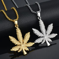 แฟชั่นผู้ชายสแตนเลส Cuban Chain Maple Leaf สร้อยคอ Hip Hop สร้อยคอผู้ชายเครื่องประดับสแตนเลสของขวัญฮาโลวีน-zaldfjgnsdg