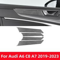 For Audi A6L A6 C8 A7 2019-2023 Car Interior Accessories Door Panel Cover Trim Carbon Fiber Stickers Decoration Styling Modified