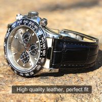 20mm Calf Watch Bands Strap for Rolex Datejust Day Date Genuine Cowhide Leather Straps Watch Bracelet for Daytona Folding Clasp