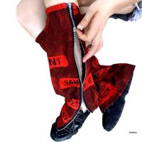 【CW】 Flared Leg Warmers Punk Letters Side Foot Cover Socks