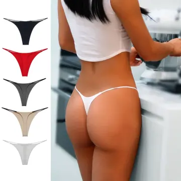 Breathable Bikini Panties for Women Plus Size Sexy T-Back G-String Thong  Soft Underwear White XL