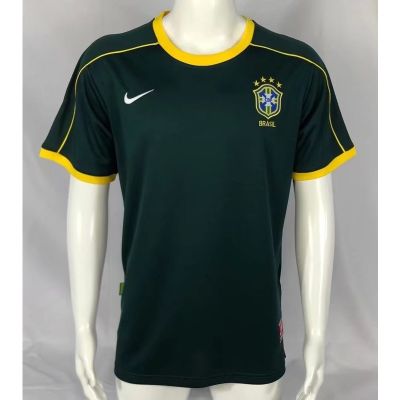 เสื้อกีฬาแขนสั้น ลายทีมชาติฟุตบอล Brazil Goalkeeper Retro Jersey 1998 คุณภาพสูง ไซซ์ S-XXL
