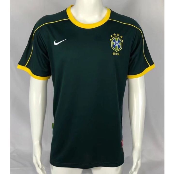 เสื้อกีฬาแขนสั้น-ลายทีมชาติฟุตบอล-brazil-goalkeeper-retro-jersey-1998-คุณภาพสูง-ไซซ์-s-xxl