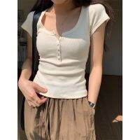 ☬℗☑ 63736 Skinny Short-Sleeved t-Shirt Women Slimmer Look Short Bottoming Top