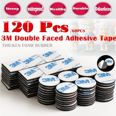 120/60 pcs 2*2*0.2cm 3M Double Sided Black Foam Tape Strong Pad Mounting Rounds Adhesive