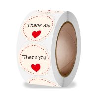 100-500pcs Red Heart Thank You Round Sticker Envelope Seal Sticker Paper Roll Packaging Decoration Stationery Label Stickers Stickers Labels