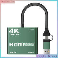 การ์ดบันทึกวิดีโอ4K 30Hz Type-C Usb Loop-Out บันทึกเกมจับตุ๊กตาวิดีโอเข้ากันได้กับสวิตช์เกม