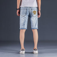 short jeans Summer New Fashion Medusa Embroidered Jean Shorts Loose Casual Ripped Middle Trousers Light Blue Hip Hop Slim Pants Mens Clothes