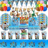 Toy Story Theme Party Decoration Disposable Tableware Paper Cups Plats Napkins Balloons Baby Shower Kids Birthday Party Supplies