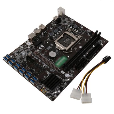 B250C BTC Mining Motherboard 12 USB3.0 to PCI-E 16X Graphics Slot LGA 1151 DDR4 DIMM with 6PIN to Dual 4PIN Power Line
