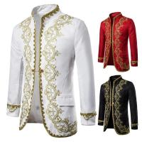 ZZOOI Embroidery Mens Blazers British Style Party Wedding Festival Costume Mens Dress Suit Jacket Blazer