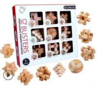 9PCSSet IQ Wooden Burr Puzzle Educational Brain Teaser Puzzles Game for Adults Children