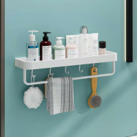 Bathroom Shelf Aluminum Perforated White Wall Hanging Toilet Cosmetic Storage Rack Drain Tray Shower Gel Rack