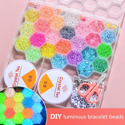 Luminous Glass Rice Bead DIY Beads Set Jewelry Making Kit For Kid Bracelets Creative Necklaces Art and Craft Toys Girls Gift