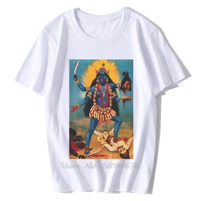 Kali Hindu เสื้อยืดผ้าฝ้ายพิมพ์ลาย Kali Krishna Hindu India Buddha God สําหรับผู้ชาย  B8PS