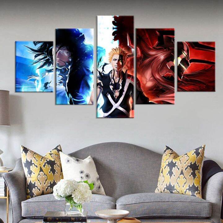 zhangyanhui2-5แผง-kurosaki-ichigo-bleach-การ์ตูนภาพเคลื่อนไหว-wall-art-ภาพวาดผ้าใบ-hd-พิมพ์ภาพสำหรับตกแต่งบ้าน-modular-โปสเตอร์5ชิ้น