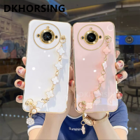 DKHORSING เคสใส่โทรศัพท์ใหม่สุดหรูสำหรับ Realme 11 11Pro 11 Pro + 10T 5G REALME11 Pro Plus 2023พร้อมฝาหลังป้องกันด้วยสร้อยข้อมือโคลเวอร์ชุบด้วยไฟฟ้า