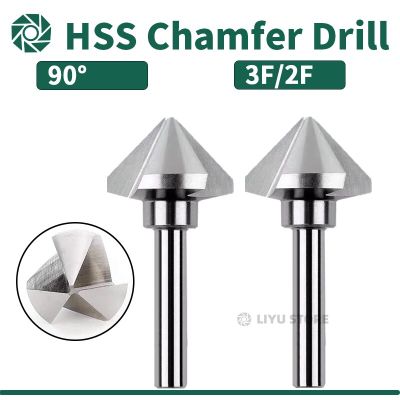 HSS Chamfer Chamfering Cutter End Mill เครื่องมือ Countersink Drill Bit Set To Wood Stell Chamfer Cutter Power Tool 3 Flute 90 องศา