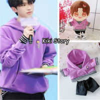 Genuine 20CM  Cai Xukun Ikun Doll Clothes Purple Hoodie Pants Toy Dolls Accessories