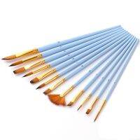 [Kiki tool store] 12Pcs Nylon Artist Paint Brush Professional Watercolor Acrylic Wooden Handle Painting Brushes Art Supplies Stationery