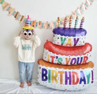 Giant cake balloon ลูกโป่งเค้กยักษ์ตกแต่งวันเกิด Happy Birthday(ACC176)