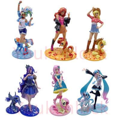 ZZOOI 20cm My Little Pony Figures Pinkie Pie Bishoujo Pretty Girl Fluttershy Statue PVC Action Collectible Model Dolls Toys gifts