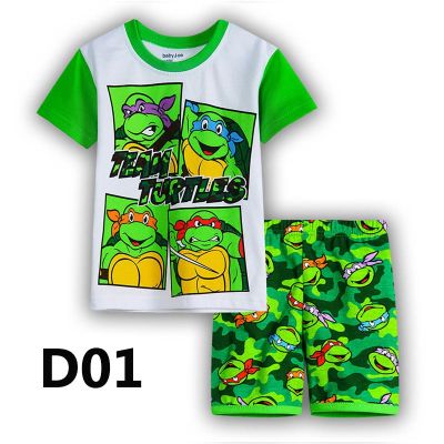 Boy Clothing Kids Short Sleeve Cloth Set 2pcs Suit Cartoon ninja turtle