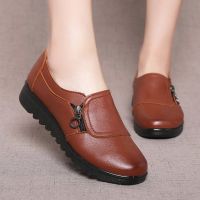 Kulit Kasual Perempuan Kasut Hitam Lembut Wanita Hamil Loafers Shoes Formal Gifts for Mother