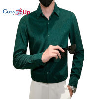 Cozy Up สไตล์อังกฤษเสื้อแขนยาวธุรกิจแฟชั่นอย่างเป็นทางการพอดี Camisa Masculina