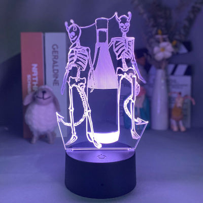 Table 3D Lamp with Remote Atmosphere Decor Skeleton Night LED Light Acrylic Nightlight Lava Base
