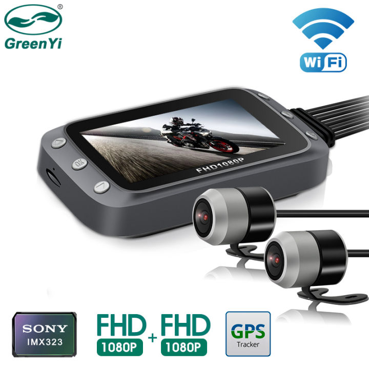 GreenYi 5 Inch Motorcycle Carplay DVR Dash Cam, 1080P Waterproof Camera, GPS Navigation