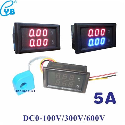 เครื่องวัดแรงดันไฟฟ้า0-100V 600V 300V DC โวลต์มิเตอร์ไฟ LED ห้องโถงดิจิตอลที่มีเซ็นเซอร์5A CT แอมป์มิเตอร์แอมแปร์มิเตอร์มิเตอร์วัด10A วัดกระแสและการปรับระดับ