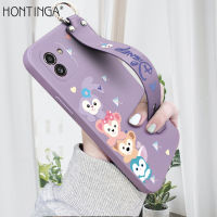 Hontinga เคสโทรศัพท์สำหรับ Samsung Galaxy A03,เคสซิลิโคนนิ่มทรงสี่เหลี่ยมลายการ์ตูนน่ารักขอบยางเคสป้องกันกล้องเคสใส่โทรศัพท์แบบนิ่มสำหรับเด็กผู้หญิง (พร้อมสายคล้อง)