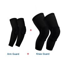 1 Pair of Sports Honeycomb Compression Arm Elbow Guards and Knee Pad Protective Gear for Basketball  Baseball  Football  Volleyb Supports Braces