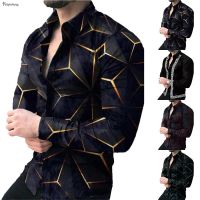 STYLEF-~Men Long Sleeve Slim Fit Button Down Shirts Floral Casual Muscle T-shirt Tops Formal Black and White Long Sleeve Shirt-【STYLEF-Fashion】 9113