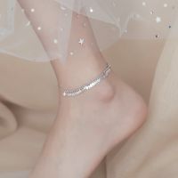 Fashion 925 Silver Leaf Anklets Korean Trendy Jewelry for Women Charm Chain Accessory Shine Metal Copper Legs Decoration Gift