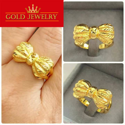 เครื่องประดับ แหวน แหวนทอง แหวนทองคำ เศษทองคำแท้จากทองคำเยาวราช ลายโบว์ โบว์เปีย น้ำหนัก 2สลึง