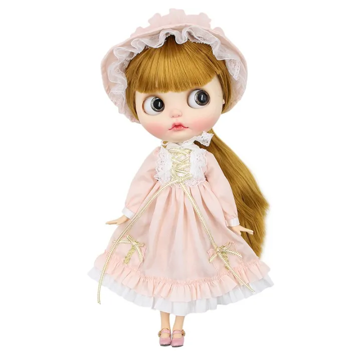 blythe-doll-clothes-เสื้อผ้าตุ๊กตาบลายธ์pink-dress-fit-for-blythe-licca