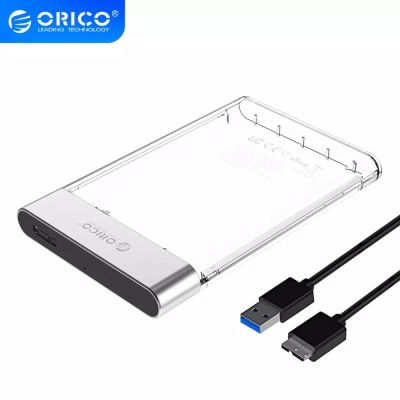 ORICO เคส HDD โปร่งใส SATA เป็น USB 3.0 6Gbps กล่องฮาร์ดดิสก์เพิ่มที่ตั้งโลหะ UASP กล่อง HDD เข้ากันได้กับฮาร์ดดิสก์ SSD